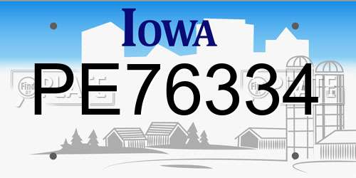 PE76334 Iowa License Plate