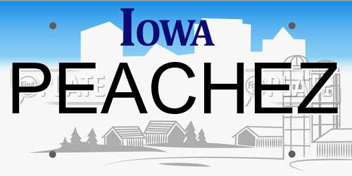 PEACHEZ Iowa License Plate
