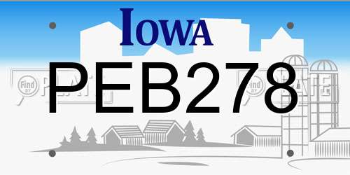 PEB278 Iowa License Plate