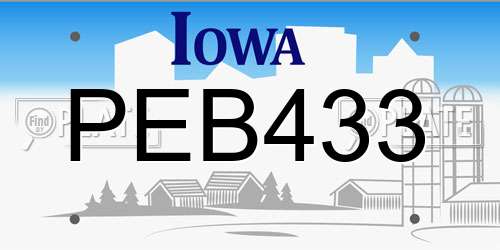 PEB433 Iowa License Plate