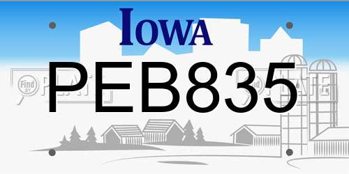 PEB835 Iowa License Plate