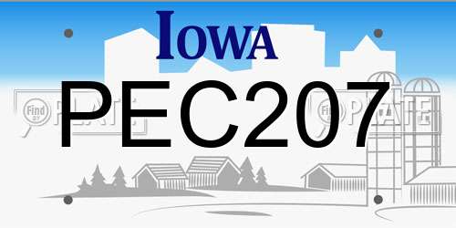 PEC207 Iowa License Plate