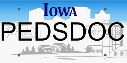 PEDSDOC Iowa License Plate