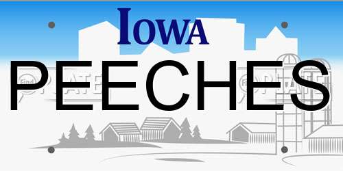 PEECHES Iowa License Plate