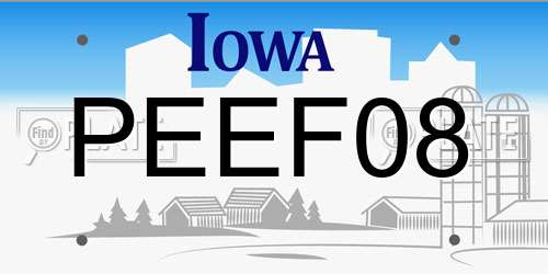PEEF08 Iowa License Plate