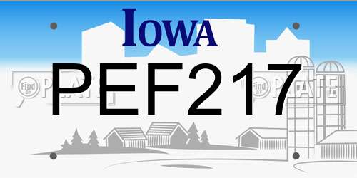 PEF217 Iowa License Plate