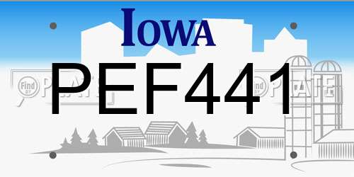 PEF441 Iowa License Plate
