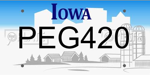 PEG420 Iowa License Plate