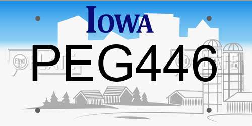 PEG446 Iowa License Plate
