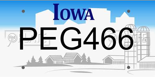 PEG466 Iowa License Plate