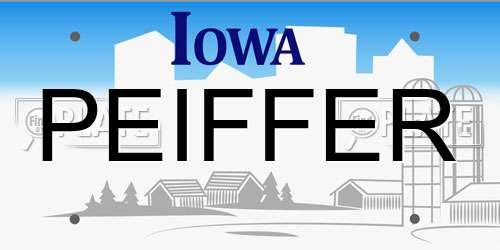 PEIFFER Iowa License Plate