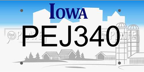 PEJ340 Iowa License Plate