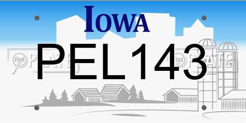 PEL143 Iowa License Plate