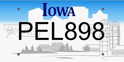 PEL898 Iowa License Plate