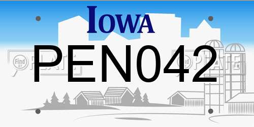 PEN042 Iowa License Plate