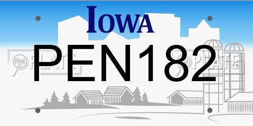 PEN182 Iowa License Plate
