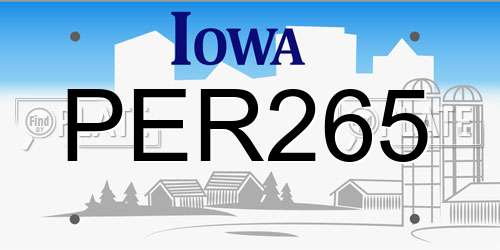 PER265 Iowa License Plate