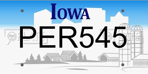 PER545 Iowa License Plate