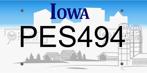 PES494 Iowa License Plate