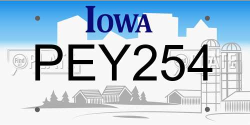 PEY254 Iowa License Plate