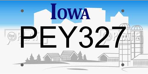PEY327 Iowa License Plate