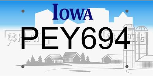 PEY694 Iowa License Plate