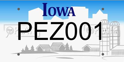 PEZ001 Iowa License Plate