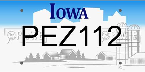 PEZ112 Iowa License Plate