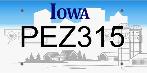 PEZ315 Iowa License Plate