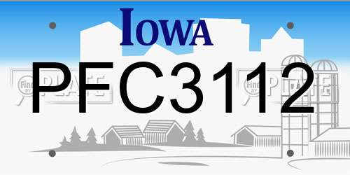PFC3112 Iowa License Plate