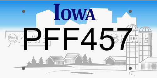 PFF457 Iowa License Plate
