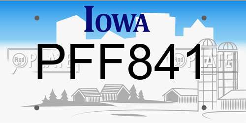 PFF841 Iowa License Plate