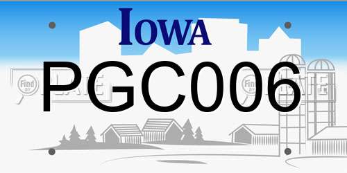 PGC006 Iowa License Plate