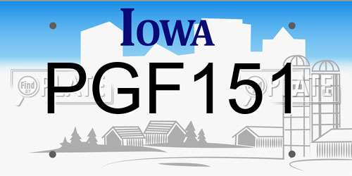 PGF151 Iowa License Plate