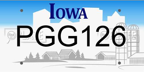 PGG126 Iowa License Plate