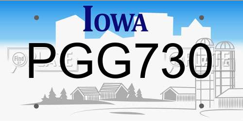 PGG730 Iowa License Plate