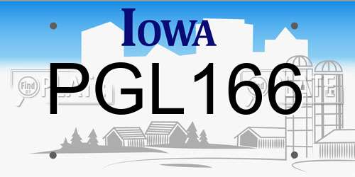 PGL166 Iowa License Plate