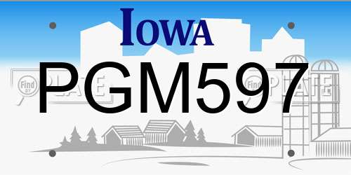 PGM597 Iowa License Plate