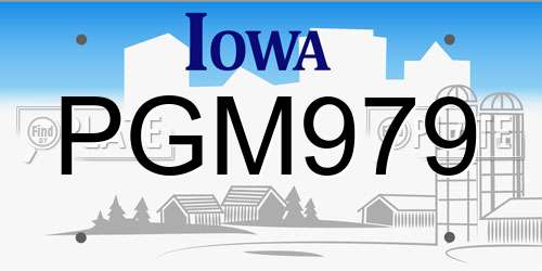 PGM979 Iowa License Plate