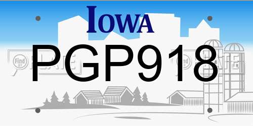 PGP918 Iowa License Plate