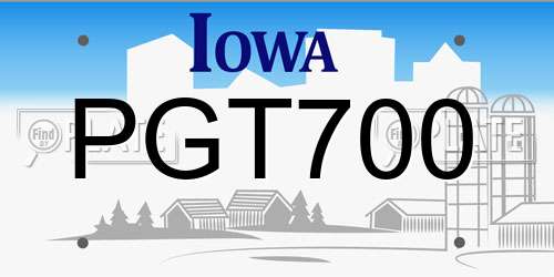 PGT700 Iowa License Plate