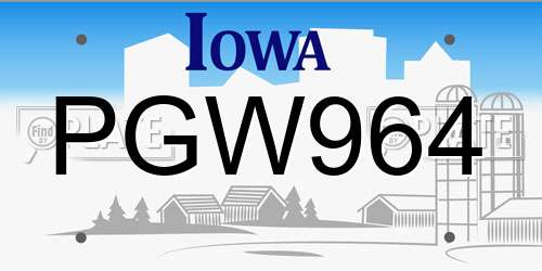 PGW964 Iowa License Plate