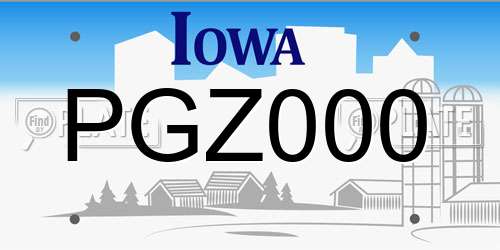 PGZ000 Iowa License Plate