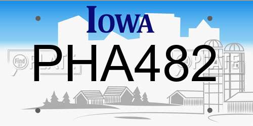 PHA482 Iowa License Plate