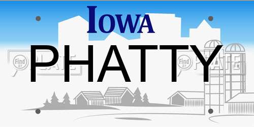 PHATTY Iowa License Plate