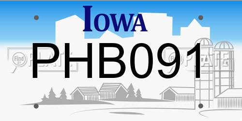 PHB091 Iowa License Plate