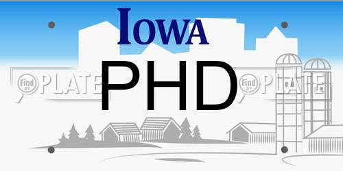 PHD Iowa License Plate
