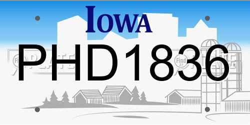 PHD1836 Iowa License Plate