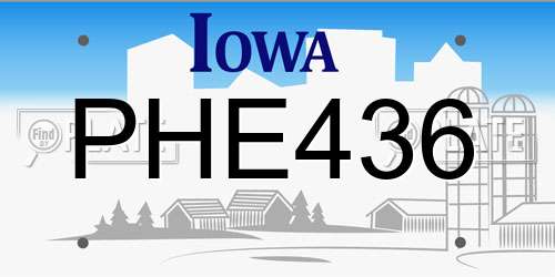 PHE436 Iowa License Plate