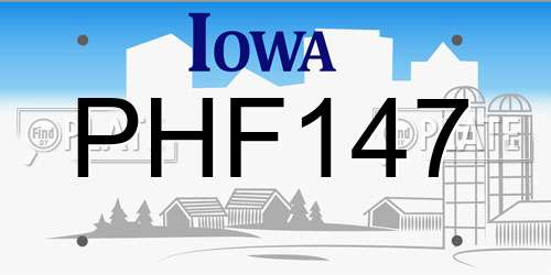 PHF147 Iowa License Plate